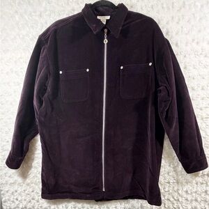 Jones New York Womens Size M Deep Purple Zipper Closure Oversized Sport Jacket